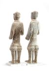 A pair of Chinese painted pottery standing soldiers