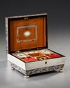 AN ANGLO-INDIAN VIZAGAPATAM BONE AND CARVED SANDALWOOD SEWING BOX, ANDHRA PRADESH, INDIA, EARLY 19TH CENTURY