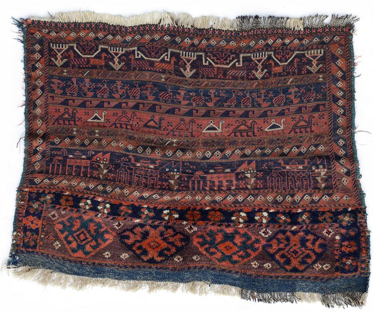 ANTIQUE BELUTSCH RUG WITH ANIMALS, 19TH CENTURY