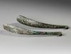 TWO INLAID BRONZE BELT HOOKS,  EASTERN ZHOU DYNASTY OR HAN DYANSTY