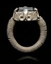 A CHINESE IRON STONE SEAL SILVER RING