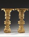 A large pair of Chinese gilt bronze archaistic square-section flaring vases, gu