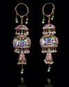 A PAIR OF ENAMELLED GOLD EARRINGS, QAJAR PERSIA, 19TH CENTURY