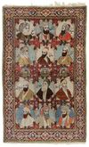 UNIQUE AND RARE KASHAN KURK ANTIQUE RUG WITH PORTRAITS OF IMPORTANT PEOPLE.