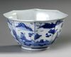 A CHINESE BLUE AND WHITE OCTAGONAL BOWL, 17TH CENTURY