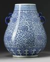 A large Chinese blue and white 'lotus' vase, hu