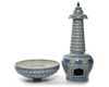 A CHINESE BLUE AND WHITE STUPA