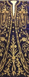 AN OTTOMAN DEEP BLUE EMBROIDERED VELVET WEDDING ROBE, TURKEY, 19TH CENTURY