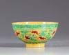 A Chinese yellow ground 'fu bats' bowl