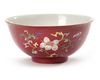 A CHINESE FAMILLE ROSE RUBY-GROUND BOWL, 19TH CENTURY