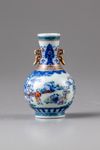A famille rose blue and white miniature vase