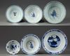Six Chinese blue and white bowls