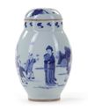 A CHINESE BLUE AND WHITE POT AND COVER