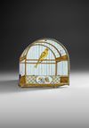 A POLYCHROME DELFT TROMPE L'OEIL BIRD CAGE PLAQUE, 18TH CENTURY