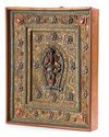 A NEPALESE GILT FILIGREE CORAL AND TURQUOISE- INLAID PANEL, NEPAL, 19TH-20TH CENTURY