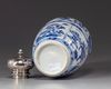 A Chinese blue and white silver mounted jar