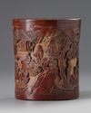 A Chinese bamboo brush pot, bitong