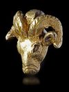A NEO-ELAMITE GOLD FOIL-COVERED SILVER RAM HEADED AMULET PENDANT, CIRCA 1100-540 B.C.