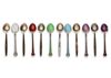 TWELVE NORWEGIAN SILVER AND ENAMEL COFFEE SPOONS, MID 20TH CENTURY