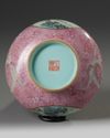 A Chinese pink-ground famille rose bottle vase