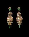 A PAIR OF QAJAR GOLD AND ENAMELLED PENDANT EARRINGS, PERSIA, 19TH CENTURY