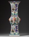 A CHINESE WUCAI 'DRAGON AND PHOENIX' GU VASE, QING DYNASTY (1644-1911)