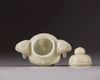 A Chinese pale celadon jade tripod censer and cover