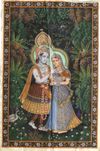 RADHA AND KRISHNA IN A GARDEN, RAJASTHAN NORTH INDIA, EARLY 20TH CENTURY