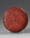 A CHINESE RED-LACQUERED 'PEONIES' BOX AND COVER, 19TH-20TH CENTURY