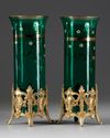 A PAIR OF GREEN GLASS VASES, LATE 19TH CENTURY