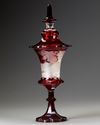A BOHEMIAN RED GLASS GOBLET, LATE 19TH CENTURY