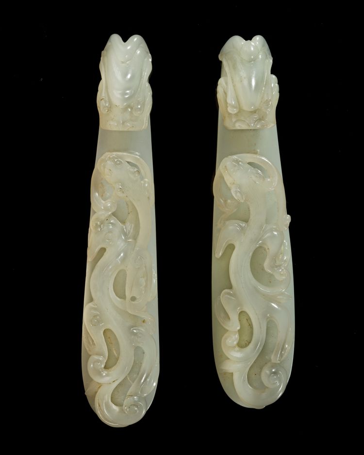 TWO CHINESE JADE BELT HOOKS, 19TH-20TH CENTURY