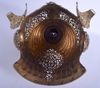 A GILT AND SILVER INLAID BRONZE MAMLUK STYLE HELMET,  20TH CENTURY