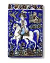 A POLYCHROME MOULDED POTTERY TILE, PERSIA QAJAR 19TH CENTURY