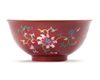 A CHINESE FAMILLE ROSE RUBY-GROUND BOWL, 19TH CENTURY