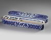 A CHINESE BLUE AND WHITE PEN BOX AND COVER