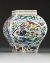A Chinese wucai square-section jar
