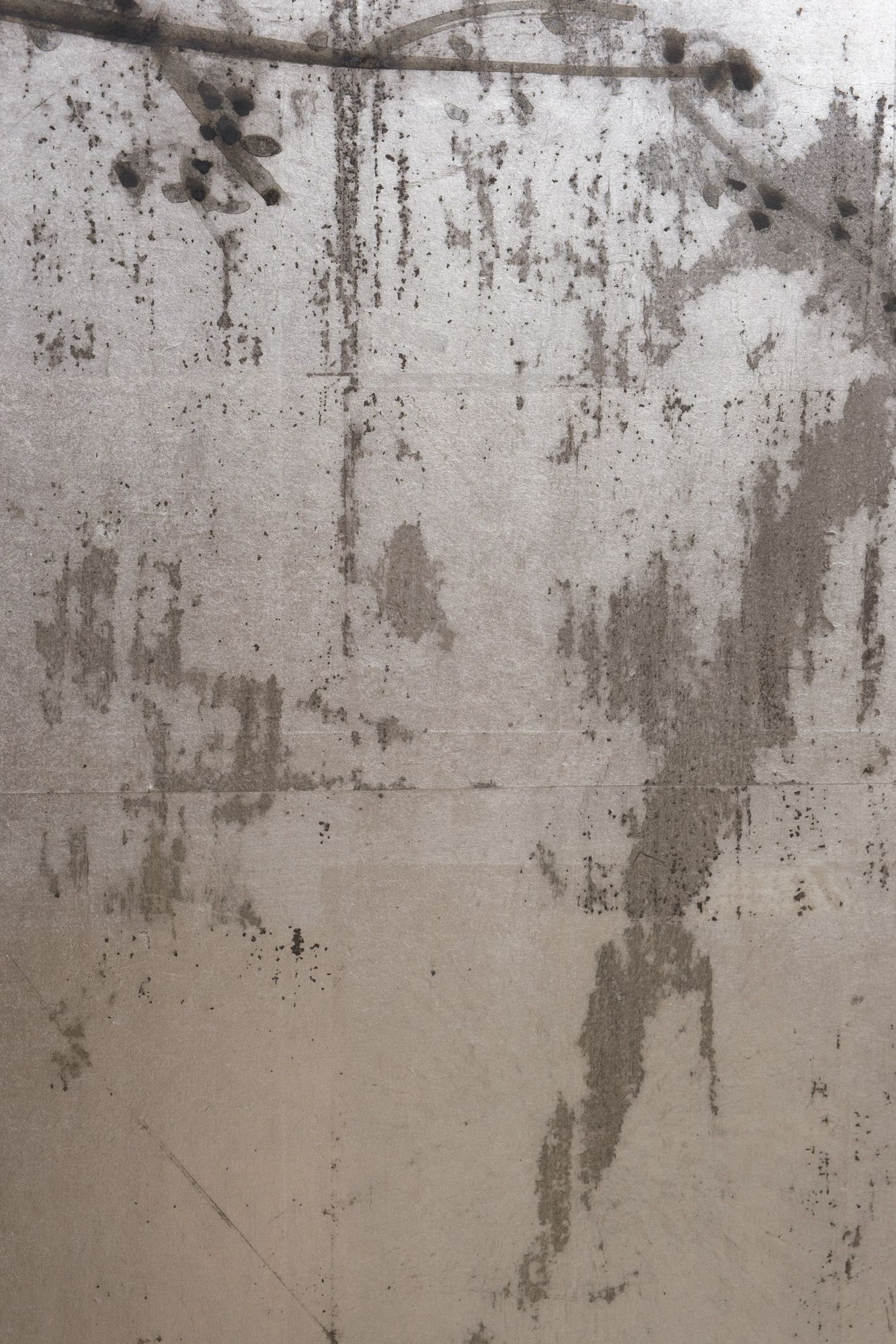 椿ページ A JAPANESE TWO-PANEL SILVER LEAF ROOM DIVIDER 屏風 (BYÔBU