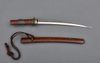 An O-tanto in unique shibuichi kanagu Koshirae