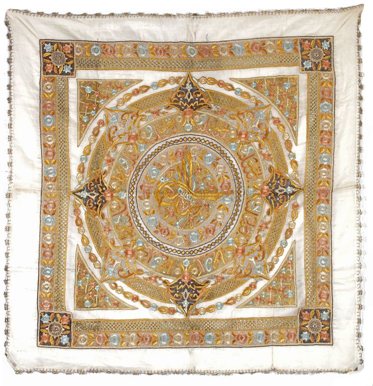 A OTTOMAN SQUARE EMBROIDERED TEXTILE