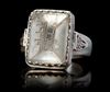 AN AGATE SEAL SILVER RING