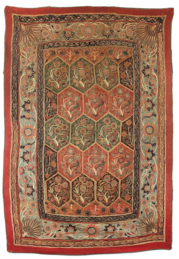 A PERSIAN EMBROIDERED PANEL, QAJAR, PERSIA