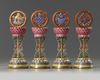 A set of eight Chinese famille rose Buddhist emblem altar ornaments