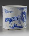 A large Chinese blue and white 'narrative' brush bot, bitong