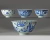 Four Chinese blue and white bowls