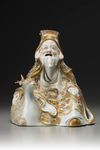 A JAPANESE SATSUMA FIGURE OF SEATED JUROJIN AND A DEER, MEIJI PERIOD (1868-1912)