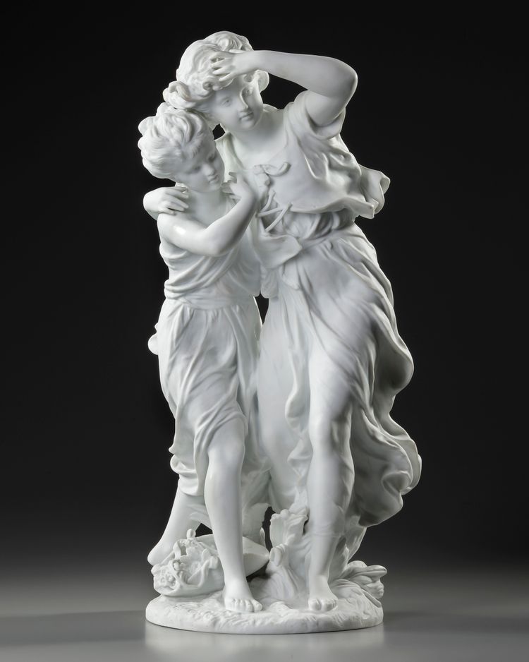 A FRENCH BISCUIT STATUE, SIGNED BY MOREAU (1834-1917)
