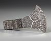 A SILVER INLAID METAL AXE HEAD, 20TH CENTURY