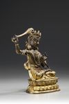 A gilt bronze figure of Manjusri