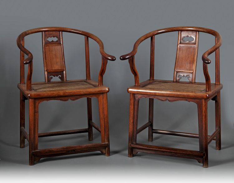 A Pair of Elmwood Horseshoe-back Armchairs